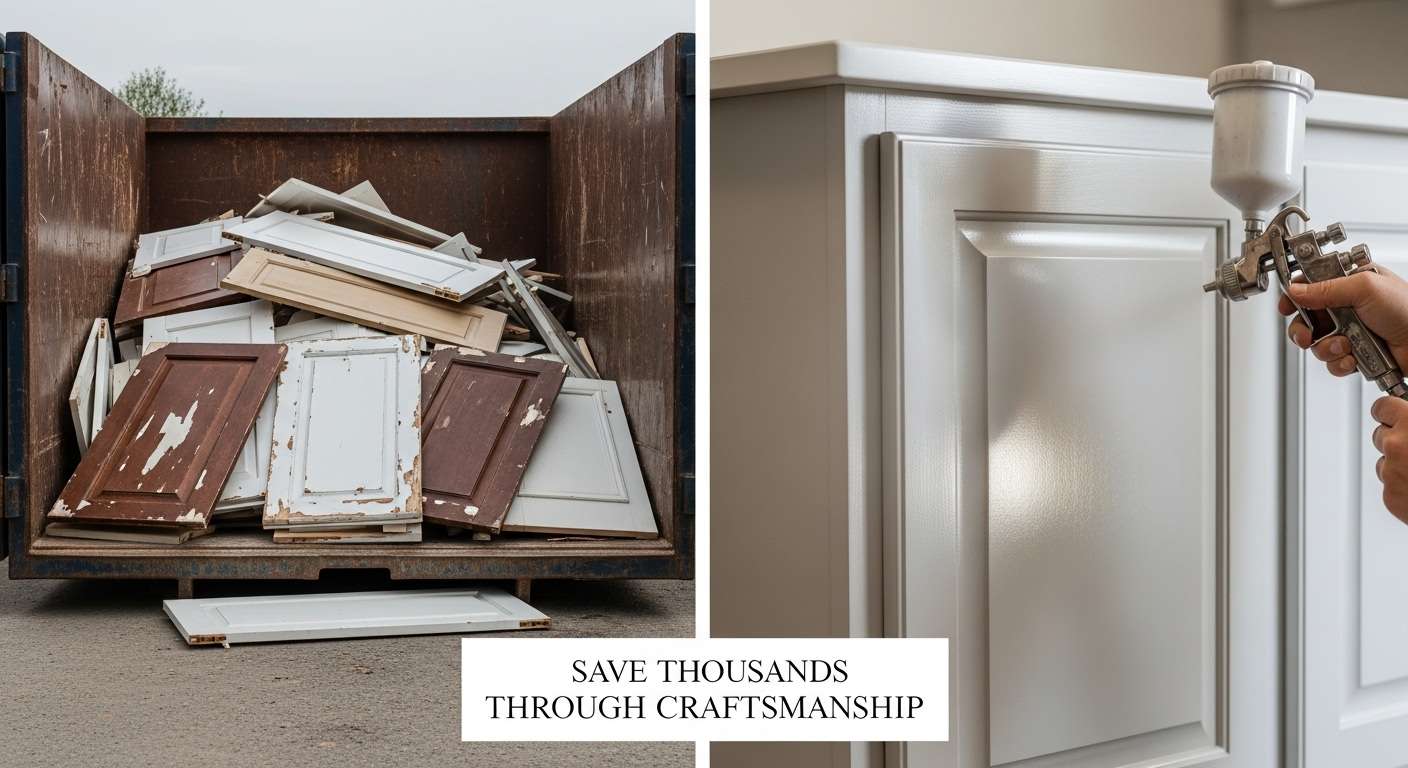 Beautifully refinished modern kitchen cabinets