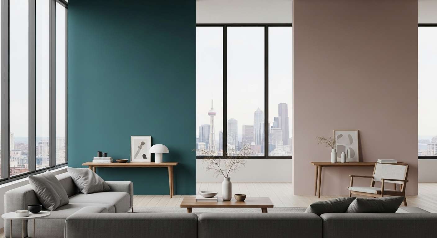 Modern interior living room with trendy paint colors